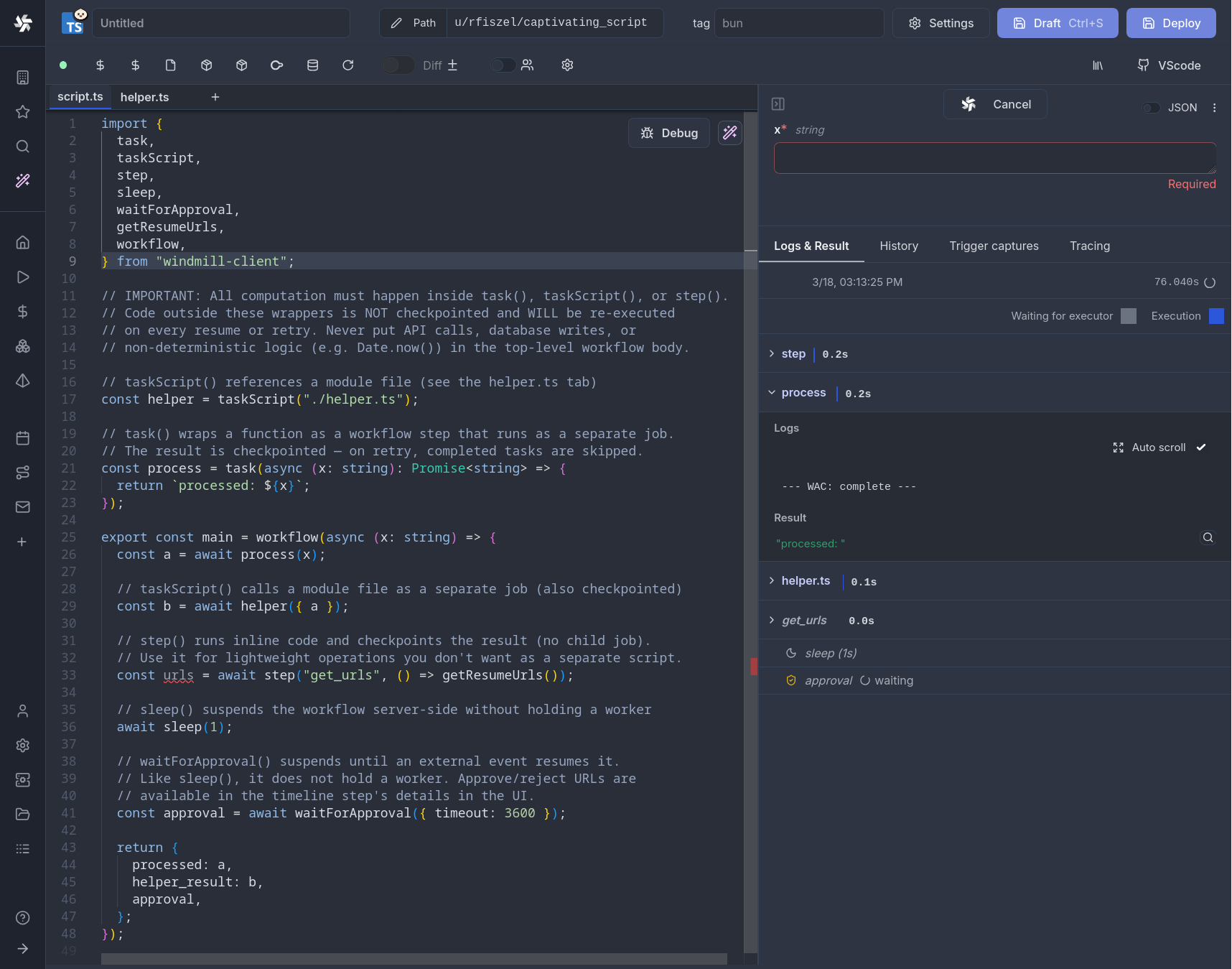 Workflows as code
